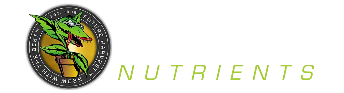 Logo Future Harvest – mais de 25 anos de inovação em nutrientes e fertilizantes para cultivo indoor e outdoor.